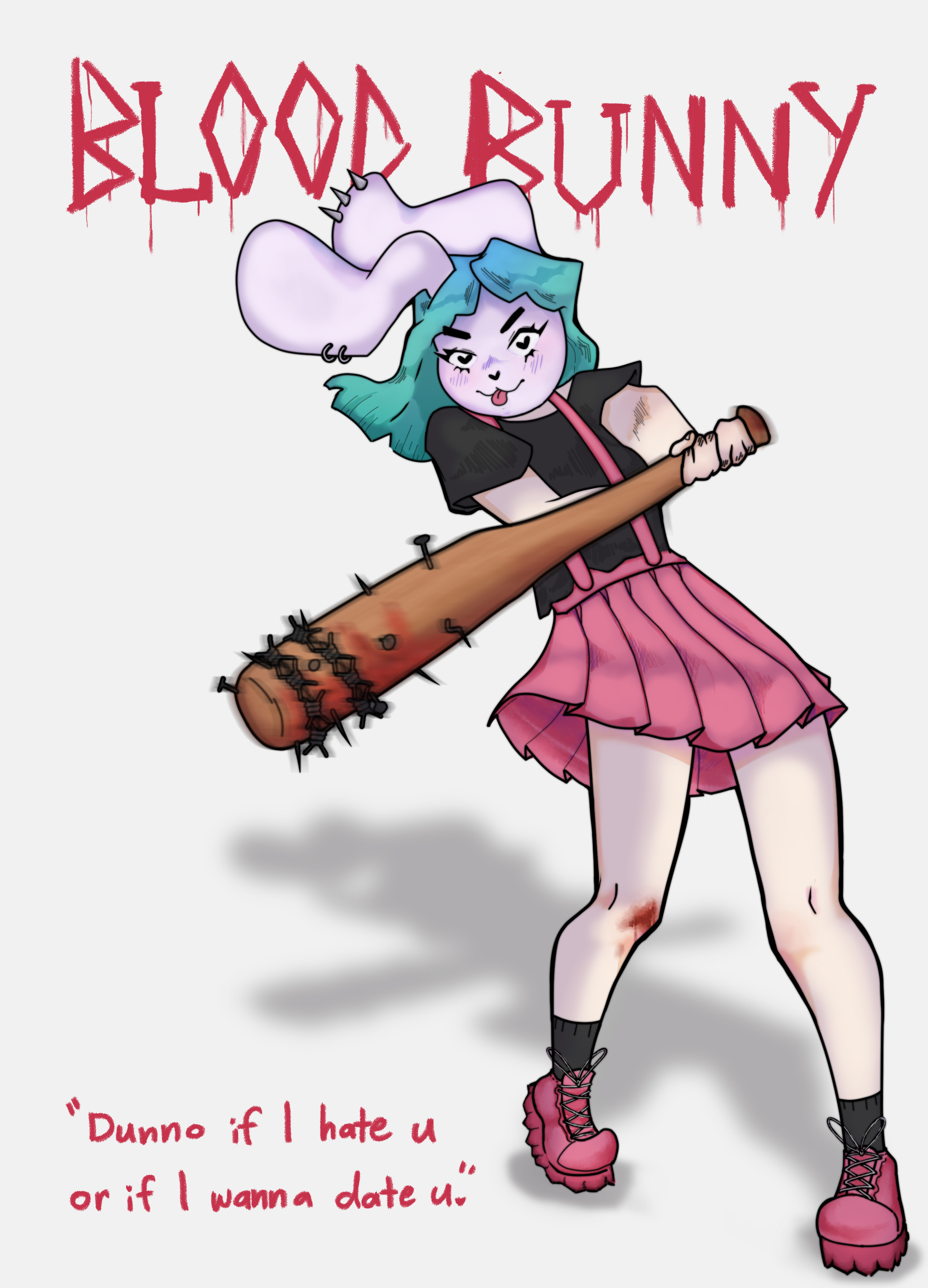 A bunny girl swinging a bat